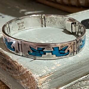 Vintage Taxco Silver and Turquoise Bracelet